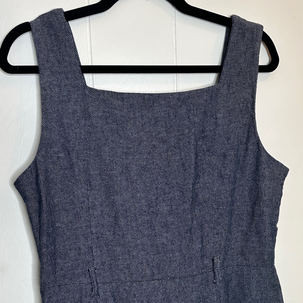 Liz Claiborne Linen Blue Midi Dress with Waist Tie - Picture 7 of 10